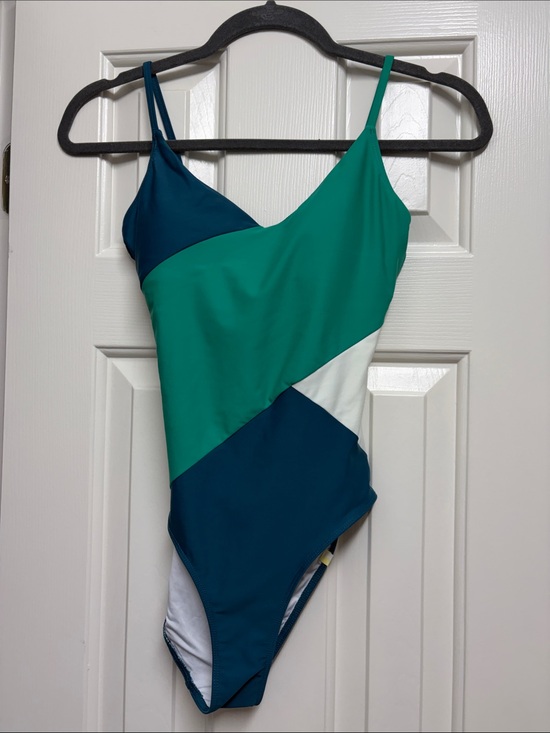 summersalt Other - Summersalt Colorblock One-Piece Swimsuit in Teal, Dark Teal & White